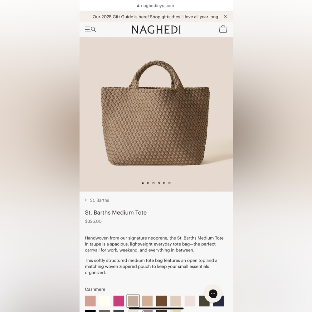 Naghedi St. Barths Medium Tote Bag in Cashmere Color - Picture 3 of 13